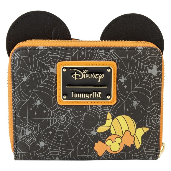 Loungefly Mickey Mouse Glow Pumpkin Zip Around Wallet - Picture 4 of 5